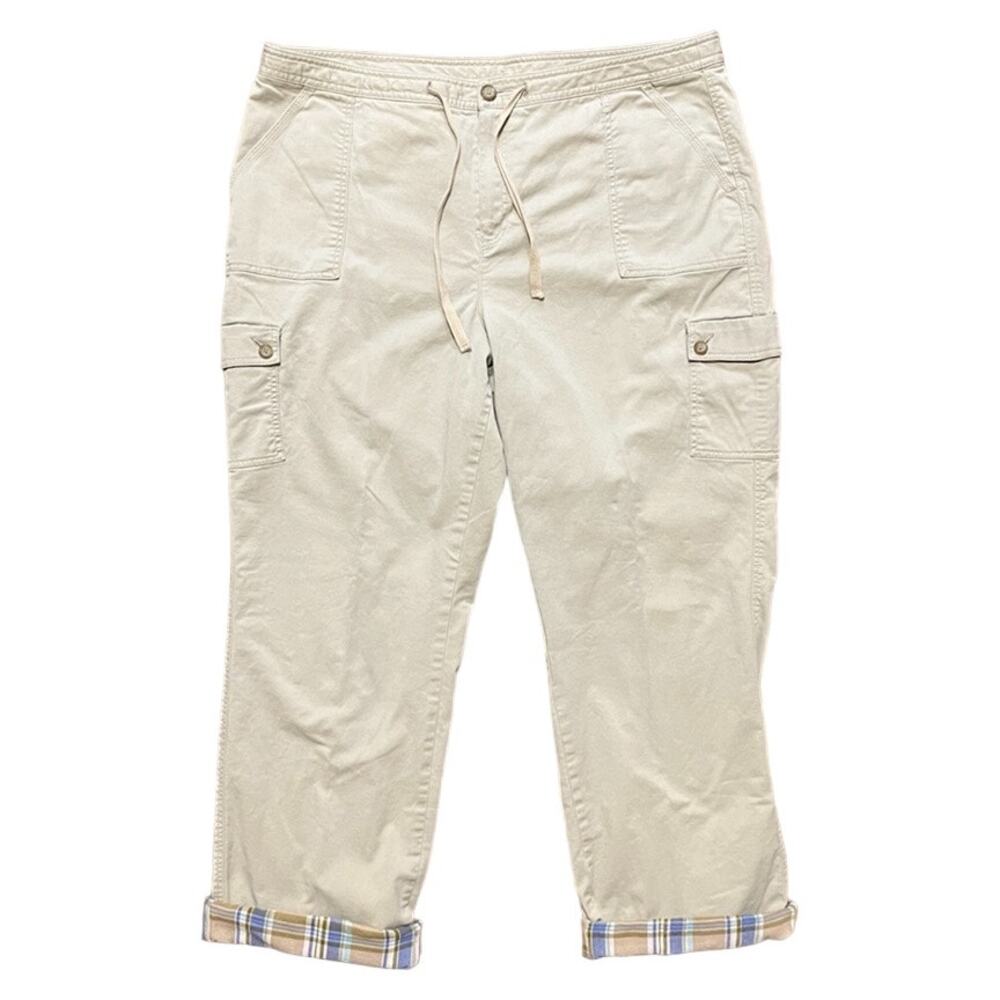 VTG L.L. BEAN Flannel Lined Straight Leg Cargo Pants in Khaki  SZ 16 TALL